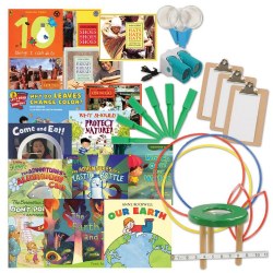 3 years & up. The hands-on exploratory nature of studies in the classroom taps into children's natural curiosity, resulting in a learning environment that is both fun and intentional. This Investigations Kit offers a wide range of tools and materials to support and encourage these in-depth investigations. Kit includes: 20 Child-sized clipboards, Tripod Magnifier, 6 Magnifying Glasses, 6 Binoculars, 6 Magnetic Wands, 10 Measuring Tapes, 6 Sorting Hoops, "Comparing Materials" book set and "Our Global Community" book set.